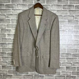 Hart Schaffner Marx Blazer Men's 42L Light Gray Glen Plaid Wool Two Button